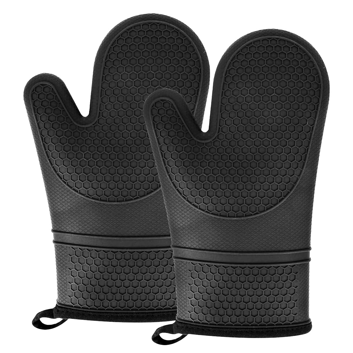 HASTHIP 1 Pair Oven Mitts Black Silicone Thermal Oven Mitts with Thicken Cotton Lining Insulation Oven Mitts Anti-Slip Palm Texture Design Kitchen Waterproof Oven Mitts with Hanging Loop HASTHIP 1 Pair Oven Mitts Black Silicone Thermal Oven Mitts with Thicken Cotton Lining Insulation Oven Mitts Anti-Slip Palm Texture Design Kitchen Waterproof Oven Mitts with Hanging Loop